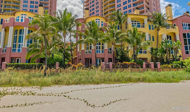 View from the Beach of Oceanfront Villa 5 at The Palms, Luxury Oceanfront Condominiums Fort Lauderdale, Florida 33305