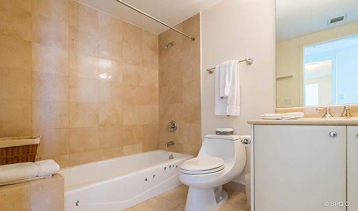 Guest Bathroom inside Residence 10D, Tower II at The Palms, Luxury Oceanfront Condominiums Fort Lauderdale, Florida 33305