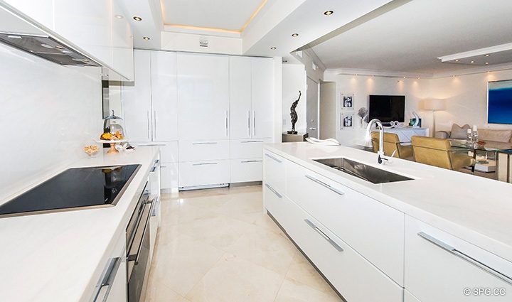 Renovated Gourmet Kitchen inside Residence 5D, Tower I at The Palms, Luxury Oceanfront Condominiums Fort Lauderdale, Florida 33305