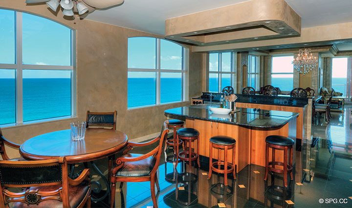 Breakfast Area at  Luxury Oceanfront Residence 10B, Tower II, The Palms Condominium, 2110 North Ocean Boulevard, Fort Lauderdale Beach, Florida 33305, Luxury Waterfront Condos
