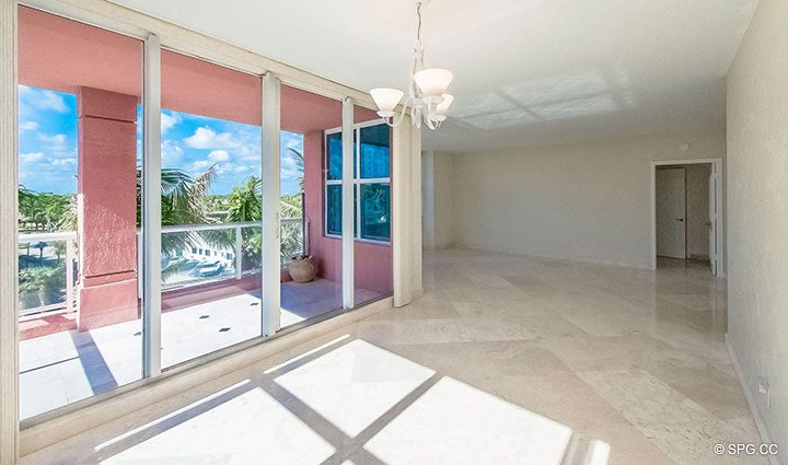 Living Room in Residence 5E, Tower I at The Palms, Luxury Oceanfront Condominiums Fort Lauderdale, Florida 33305