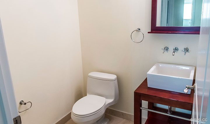 Powder Room inside Residence 204 at The Landings at Las Olas, Luxury Waterfront Condominiums Fort Lauderdale, Florida 33305