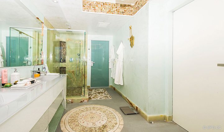 Master Bath inside Residence 1106 at Acqualina, Luxury Oceanfront Condominiums in Sunny Isles Beach, Florida 33160