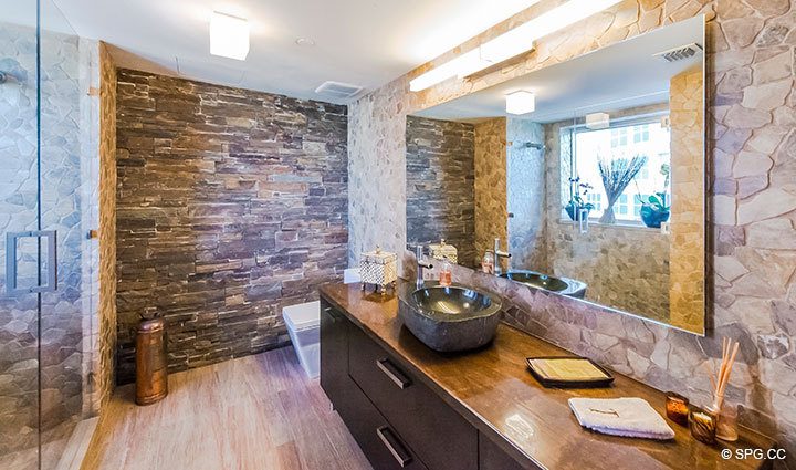 Guest Bathroom inside Residence 11B, Tower I at The Palms, Luxury Oceanfront Condominiums Fort Lauderdale, Florida 33305