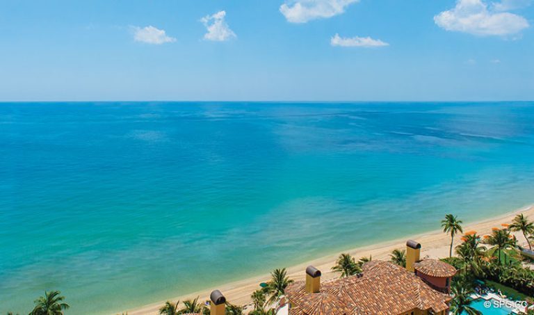 Beachfront View from Residence 15E, Tower II at The Palms, Luxury Oceanfront Condos in Fort Lauderdale, Florida 33305.