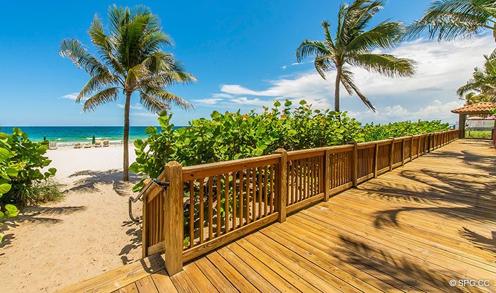 Beachfront Boardwalk for Oceanfront Villa 5 at The Palms, Luxury Oceanfront Condominiums Fort Lauderdale, Florida 33305