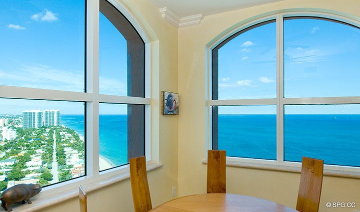 View from Breakfast Room at  Luxury Oceanfront Residence 28A, Tower II, The Palms Condominiums, 2110 North Ocean Boulevard, Fort Lauderdale Beach, Florida 33305, Luxury Seaside Condos