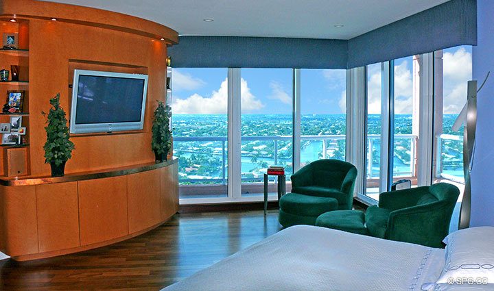 Master Bedroom at Luxury Oceanfront Residence 24E, Tower II, The Palms Condominium, 2110 North Ocean Boulevard, Fort Lauderdale Beach, FL 33305, Luxury Seaside Condos