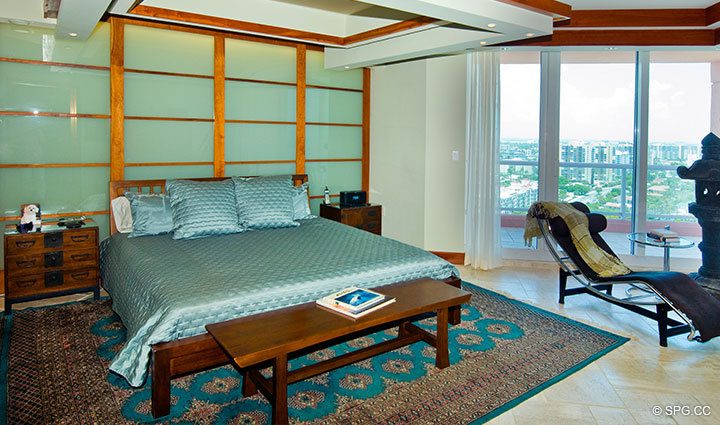 Master Suite at Luxury Oceanfront Residence 23B, Tower II,The Palms Condominium, 2110 North Ocean Boulevard, Fort Lauderdale, Florida 33305, Luxury Beachfront Condos