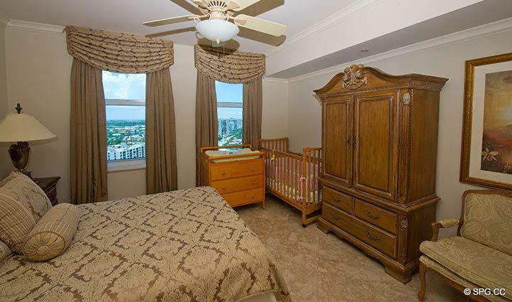 Guest Bedroom at Luxury Oceanfront Residence 21A, Tower II, The Palms Condominiums, 2110 North Ocean Boulevard, Fort Lauderdale Beach, Florida 33305, Luxury Seaside Condos 