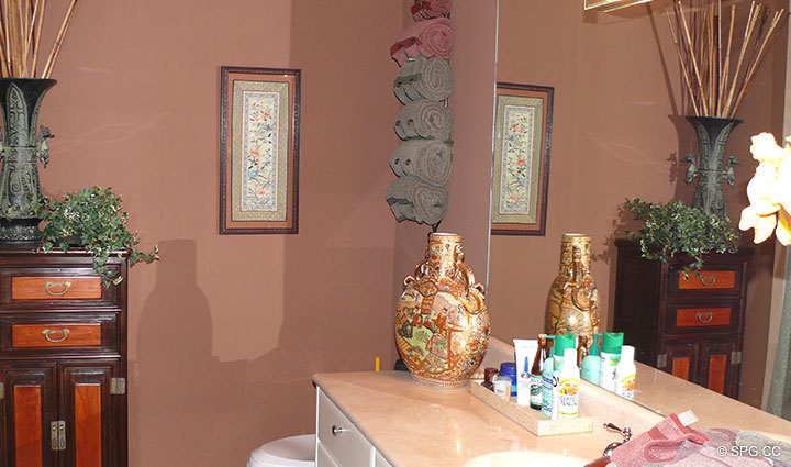 Bathroom at Luxury Oceanfront Residence 20B, Tower I, The Palms Condominiums, 2100 North Ocean Boulevard, Fort Lauderdale Beach, Florida 33305, Luxury Seaside Condos