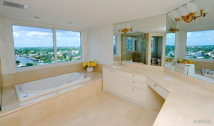 Master Bathroom, Residence 15E, The Palms, Tower I,  luxury oceanfront condo, 2100 North Ocean Boulevard, Fort Lauderdale Beach, Florida 33305, Luxury Seaside Condos