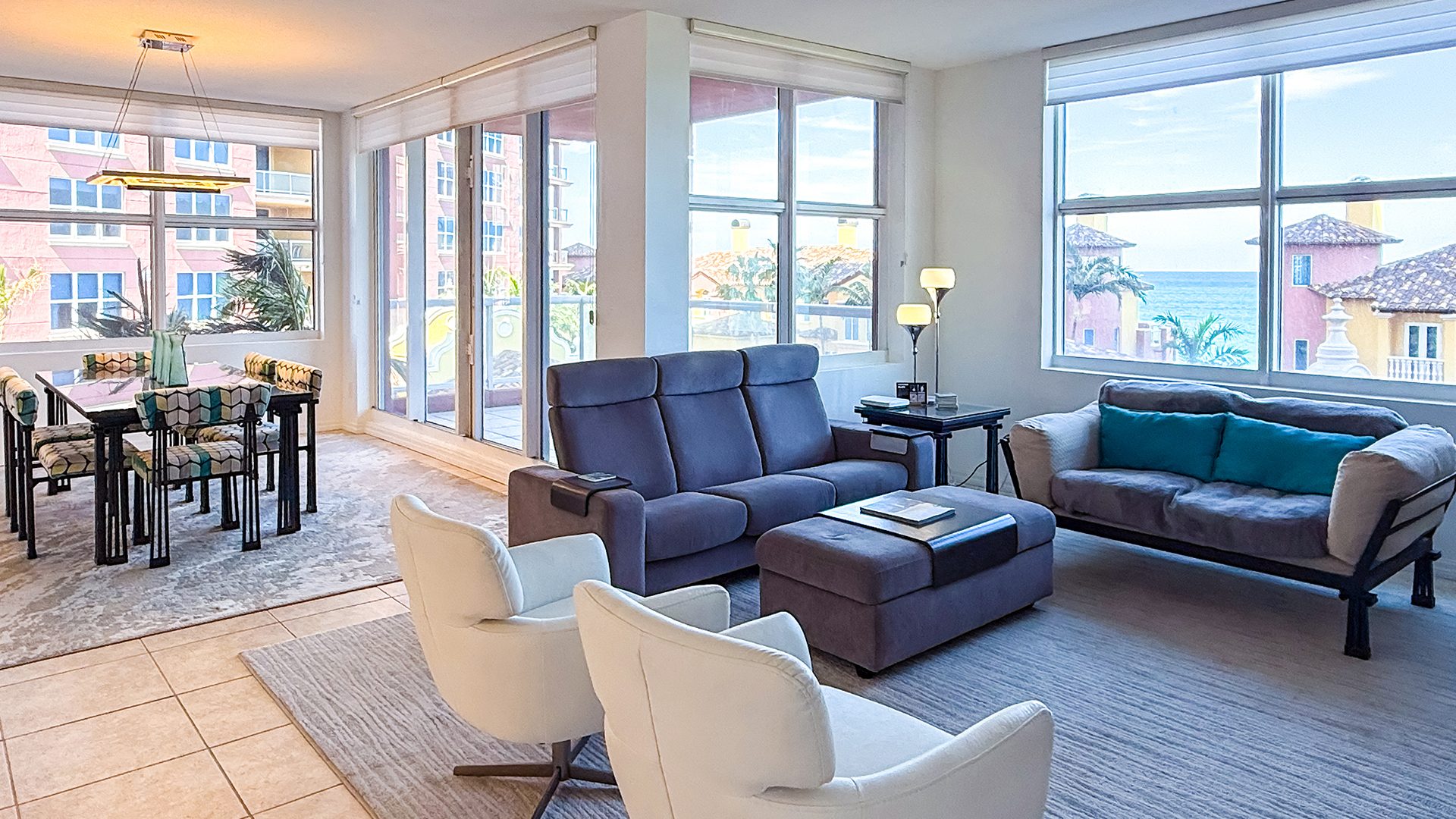 Living Room Inside Residence 6C, Tower I at The Palms, Luxury Oceanfront Condominiums Fort Lauderdale, Florida 33305