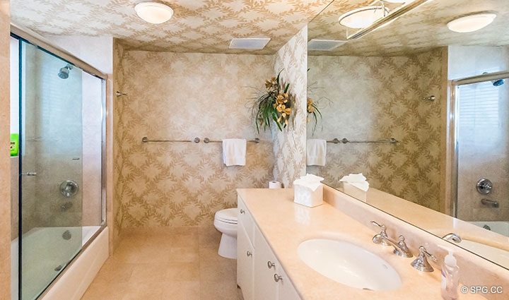 Guest Bathroom inside Residence 18B, Tower I at The Palms, Luxury Oceanfront Condominiums Fort Lauderdale, Florida 33305