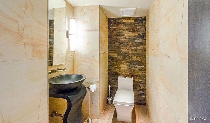 Powder Room inside Residence 11B, Tower I at The Palms, Luxury Oceanfront Condominiums Fort Lauderdale, Florida 33305