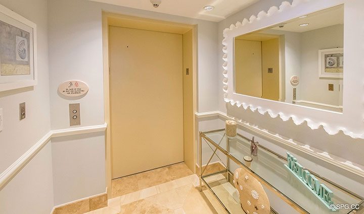 Private Elevator Landing for Residence 17B, Tower II at The Palms, Luxury Oceanfront Condos in Fort Lauderdale, Florida 33305.