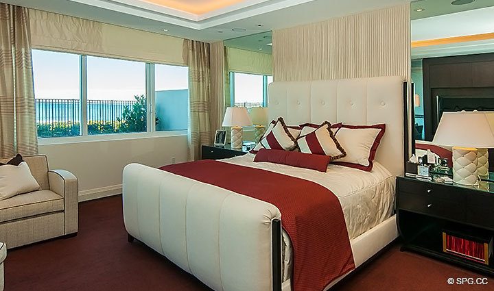 Master Bedroom inside Residence 206 at Bellaria, Luxury Oceanfront Condominiums in Palm Beach, Florida 33480.