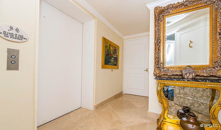 One of Two Private Entrances in Residence 12A/D, Tower I at The Palms, Luxury Oceanfront Condominiums Fort Lauderdale, Florida 33305