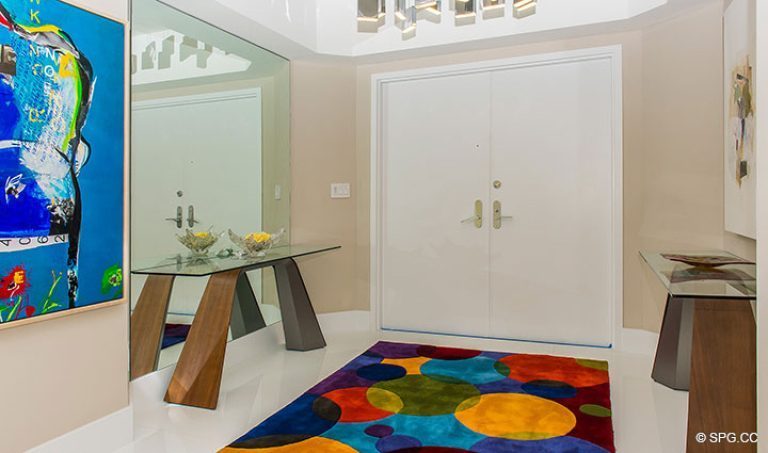 Foyer and Entryway into Residence 18D at Cristelle, Luxury Oceanfront Condominiums in Lauderdale by the Sea, Florida 33062.