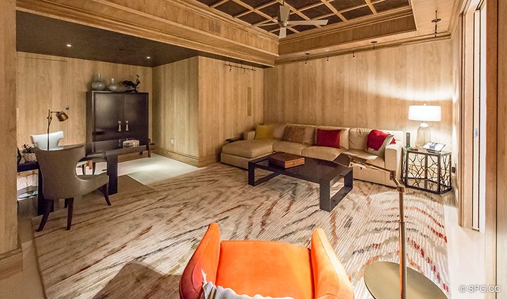 Media Room inside Residence 501 For Sale at 1000 Ocean, Luxury Oceanfront Condos in Boca Raton, Florida 33432.