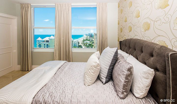 Guest Bedroom inside Residence 17E, Tower I at The Palms, Luxury Oceanfront Condominiums Fort Lauderdale, Florida 33305.