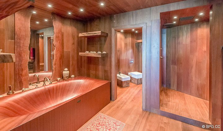 Custom Master Bath inside Residence 3806 at Portofino Tower, Luxury Waterfront Condominiums in Miami Beach, Florida 33139