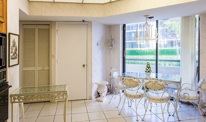 Breakfast Area inside Residence 1-102 For Sale at Oasis, Luxury Oceanfront Condos in Palm Beach, Florida 33480.