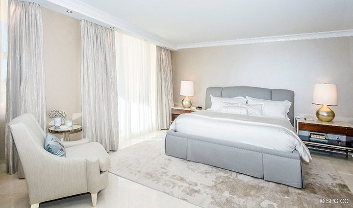 Master Bedroom inside Residence 5D, Tower I at The Palms, Luxury Oceanfront Condominiums Fort Lauderdale, Florida 33305