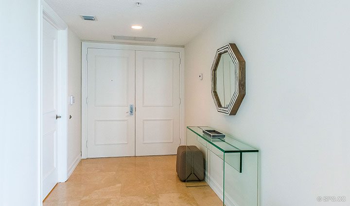 Entry and Foyer in Residence 504 at La Rive, Luxury Waterfront Condos in Fort Lauderdale, Florida 33304.