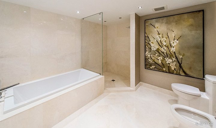 Master Bath inside Residence 5D, Tower I at The Palms, Luxury Oceanfront Condominiums Fort Lauderdale, Florida 33305