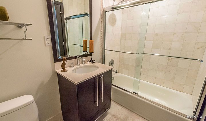 Guest Bathroom in Penthouse 10 at Sian Ocean Residences, Luxury Oceanfront Condominiums Hollywood Beach, Florida 33019