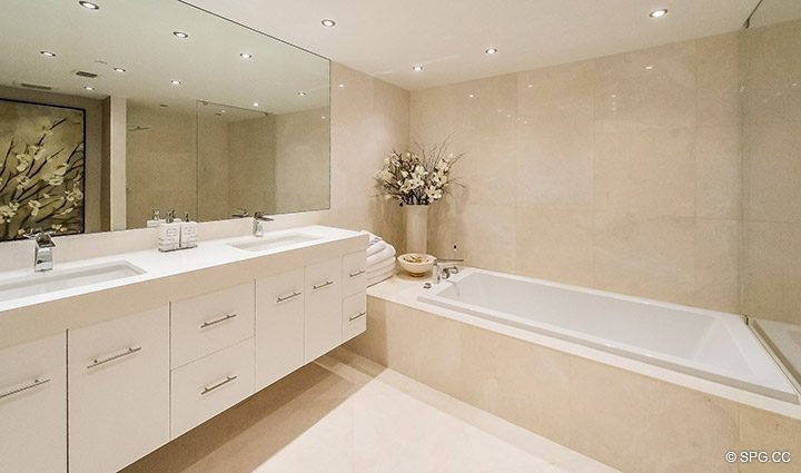 Master Bathroom in Residence 5D, Tower I at The Palms, Luxury Oceanfront Condominiums Fort Lauderdale, Florida 33305