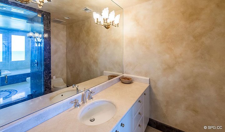 Master Bath with Expanded Counter Space in Oceanfront Villa 7 at The Palms, Luxury Oceanfront Condominiums Fort Lauderdale, Florida 33305