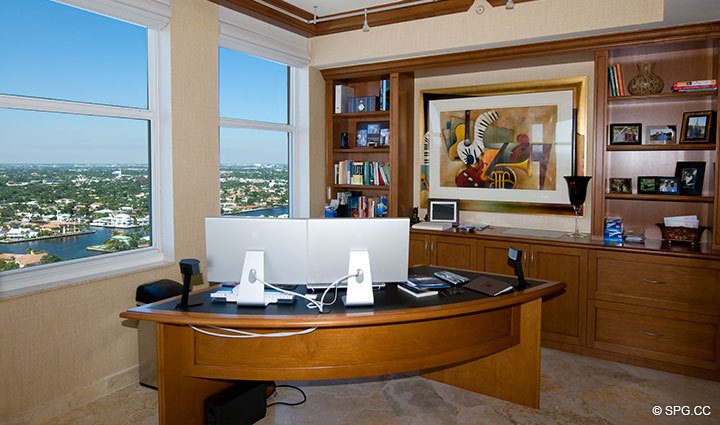 Office at Luxury Oceanfront Residence 26D, Tower I, The Palms Condominium, 2100 North Ocean Boulevard, Fort Lauderdale Beach, Florida 33305, Luxury Seaside Condos