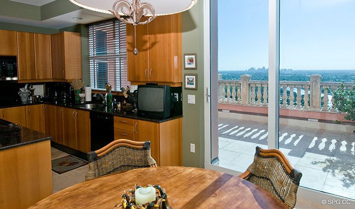 View from Kitchen at Luxury Oceanfront Residence at 25D, Tower II, The Palms Condominium, 2110 North Ocean Boulevard, Fort Lauderdale Beach, Florida 33305, Luxury Seaside Condos 