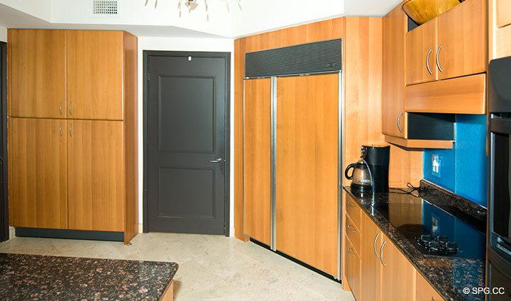 Kitchen at Luxury Oceanfront Residence 17E, Tower I, The Palms Condominium, 2100 North Ocean Boulevard, Fort Lauderdale Beach, Florida 33305, Luxury Seaside Condos
