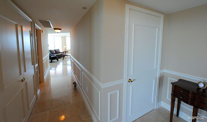 Hallway at Luxury Oceanfront Residence 16B, Tower II, The Palms Condominium, 2110 North Ocean Boulevard, Fort Lauderdale, Florida 33305, Luxury Seaside Condos