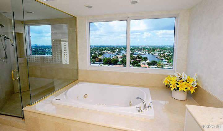 Master Bathroom, Residence 15E, The Palms, Tower I,  luxury oceanfront condo, 2100 North Ocean Boulevard, Fort Lauderdale Beach, Florida 33305, Luxury Waterfront Condos, Luxury Waterfront Condos