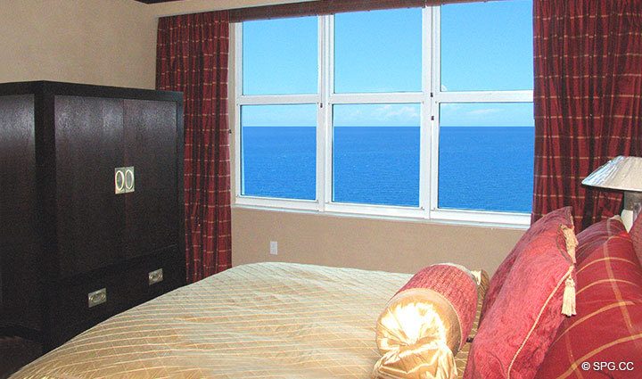 Master Bedroom at Luxury Oceanfront Residence 16D, Tower II, The Palms Condo, 2110 North Ocean Boulevard, Fort Lauderdale Beach,  Florida 33305, Luxury Seaside Condos