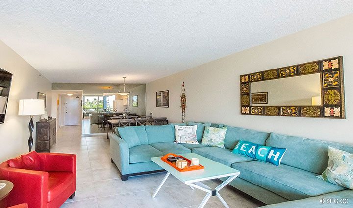 Large Open Living Area inside Residence 214 at The Concordia West, Luxury Waterfront Condos in Palm Beach, Florida 33480 