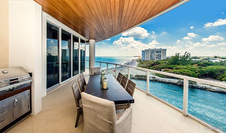 Oversized Terrace for Residence 501 For Sale at 1000 Ocean, Luxury Oceanfront Condos in Boca Raton, Florida 33432.