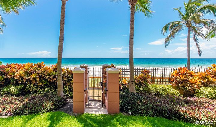 Private Beach Access from Oceanfront Villa 5 at The Palms, Luxury Oceanfront Condominiums Fort Lauderdale, Florida 33305