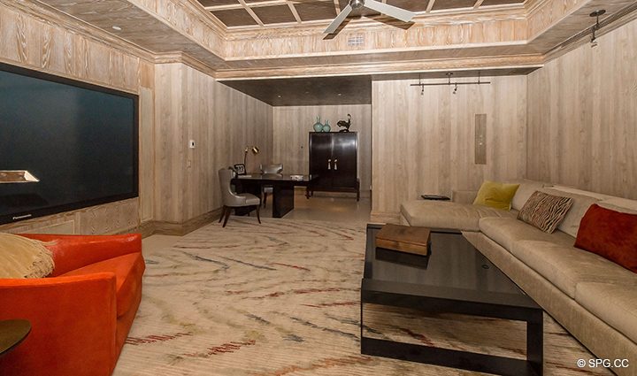 Custom Media Room in Residence 501 For Sale at 1000 Ocean, Luxury Oceanfront Condos in Boca Raton, Florida 33432.