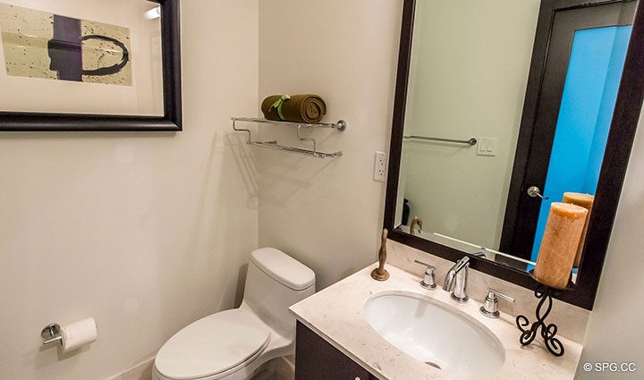 Guest Bathroom inside Penthouse 10 at Sian Ocean Residences, Luxury Oceanfront Condominiums Hollywood Beach, Florida 33019
