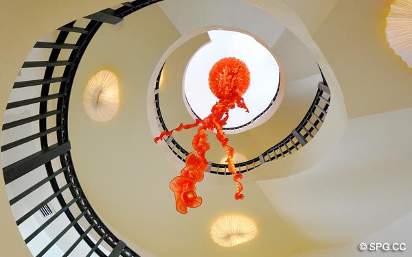 Staircase light - Oceanfront Villa VI, The Palms luxury oceanfront condo, 2130 North Ocean Boulevard, Fort Lauderdale Beach, Florida 33305