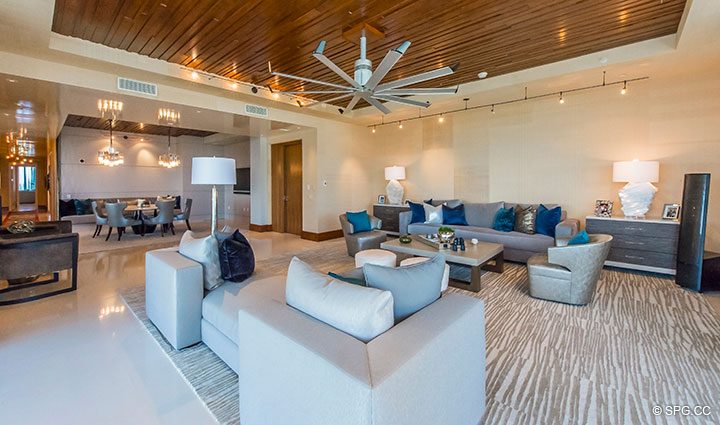 Living Room inside Residence 501 For Sale at 1000 Ocean, Luxury Oceanfront Condos in Boca Raton, Florida 33432.