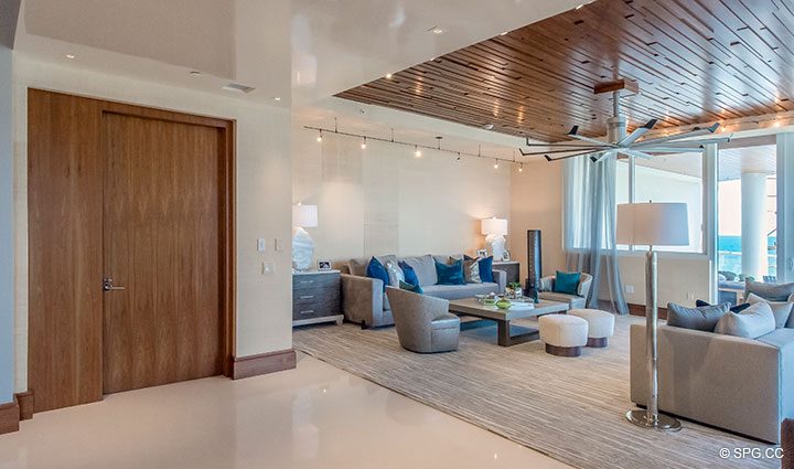 Living Room Terrace Access in Residence 501 For Sale at 1000 Ocean, Luxury Oceanfront Condos in Boca Raton, Florida 33432.