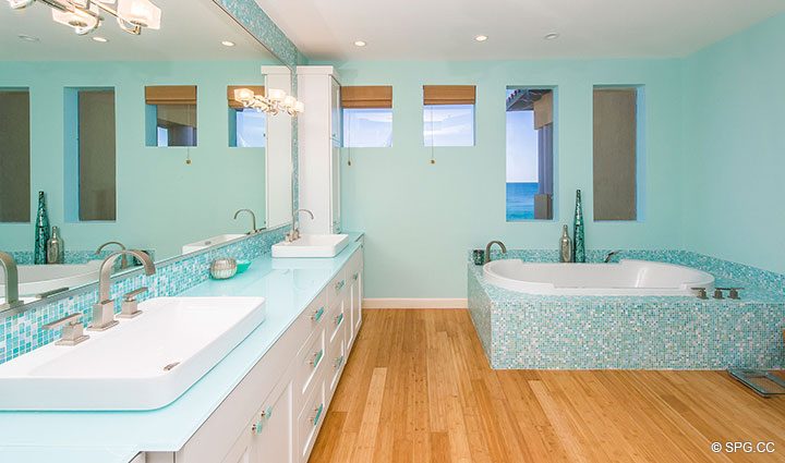 Master Bath with Whirlpool Tub in Oceanfront Villa 1 at The Palms, Luxury Oceanfront Condominiums Fort Lauderdale, Florida 33305