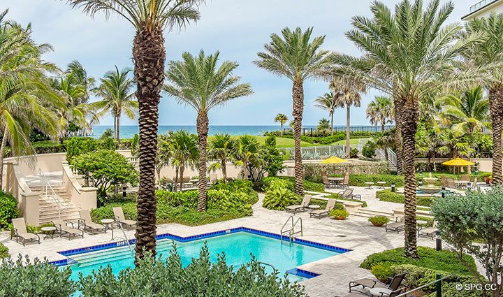 View from Extended Lanai Terrace for Residence 204 at Bellaria, Luxury Oceanfront Condominiums in Palm Beach, Florida 33480.