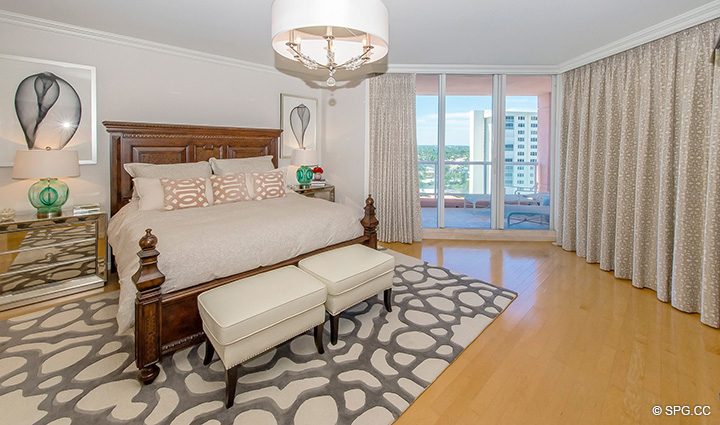 Master Bedroom inside Residence 12B, Tower I at The Palms, Luxury Oceanfront Condominiums Fort Lauderdale, Florida 33305